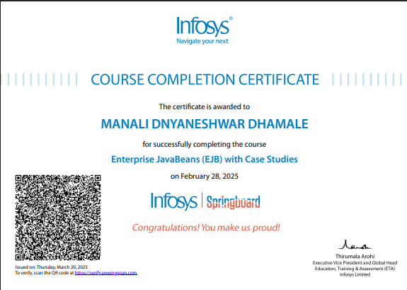 Enterprise JavaBeans with Case Studies Certificate