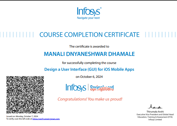 Design a User Interface Certificate