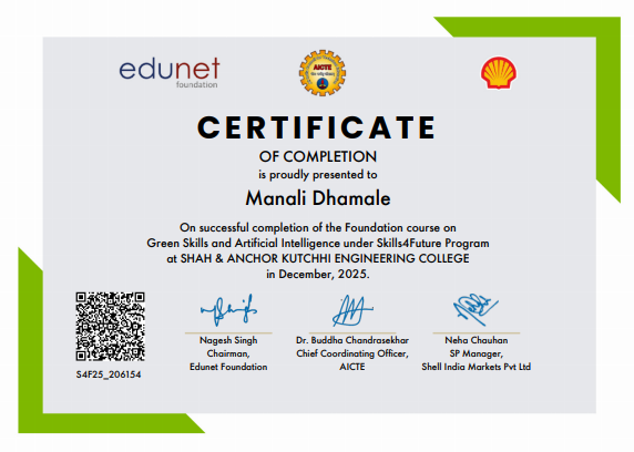 AI & Green Skills Internship Certificate